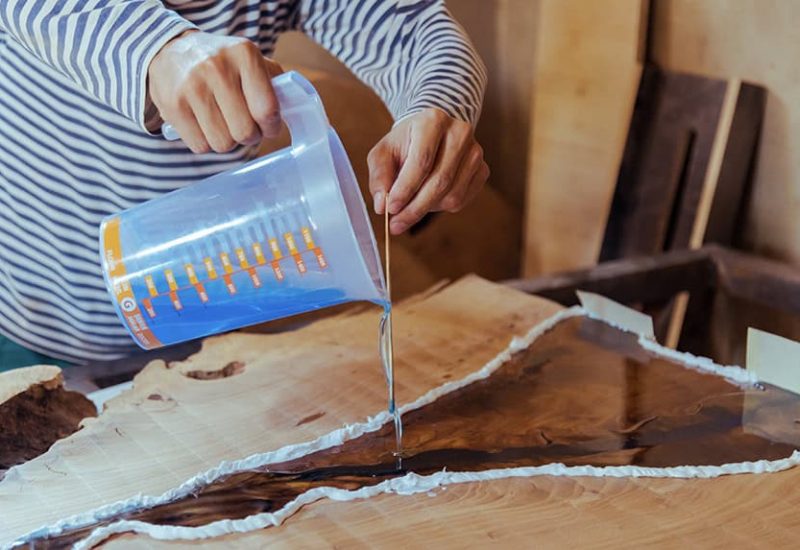 Resin being poured