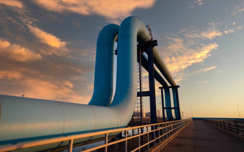 Oil pipeline in the sunset