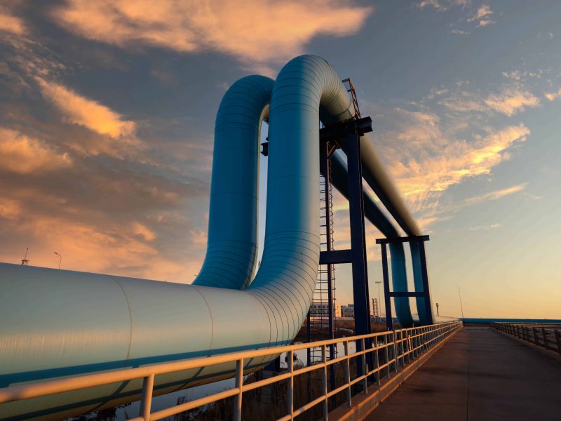 Oil pipeline in the sunset